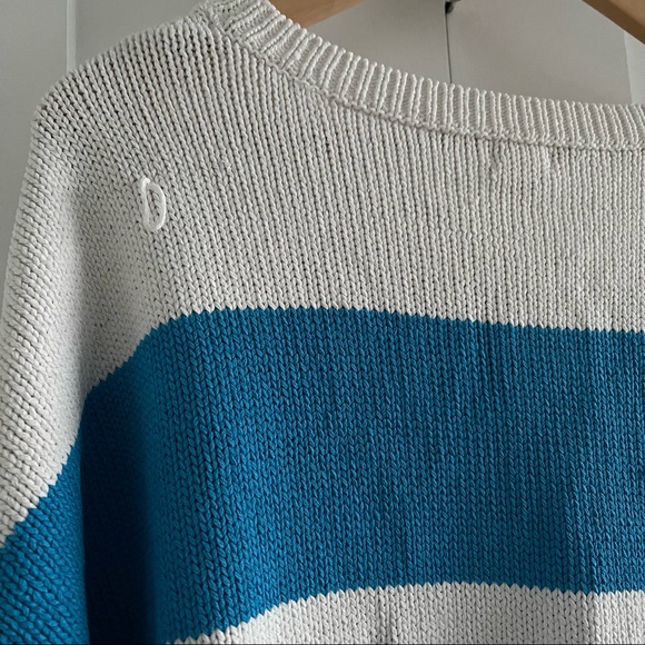 Blue & white stripe color block knit top - Picture 7 of 8